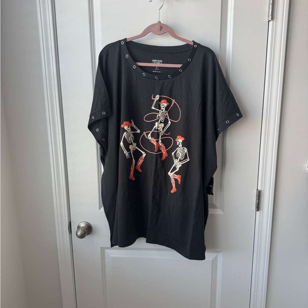 Torrid COWBOY SKELETONS RELAX FIT DOLMAN EMBELLISHED TEE 5 NWT